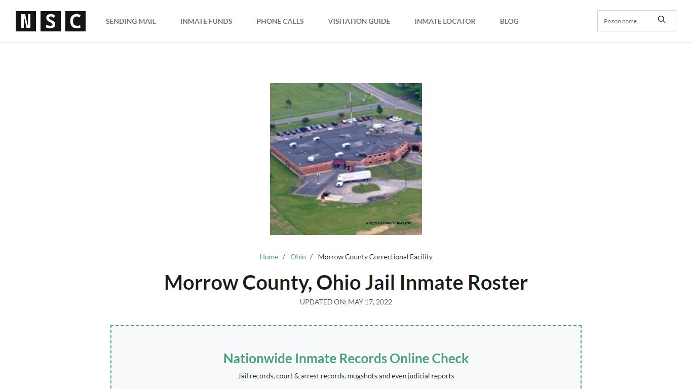 Morrow County, Ohio Jail Inmate Roster